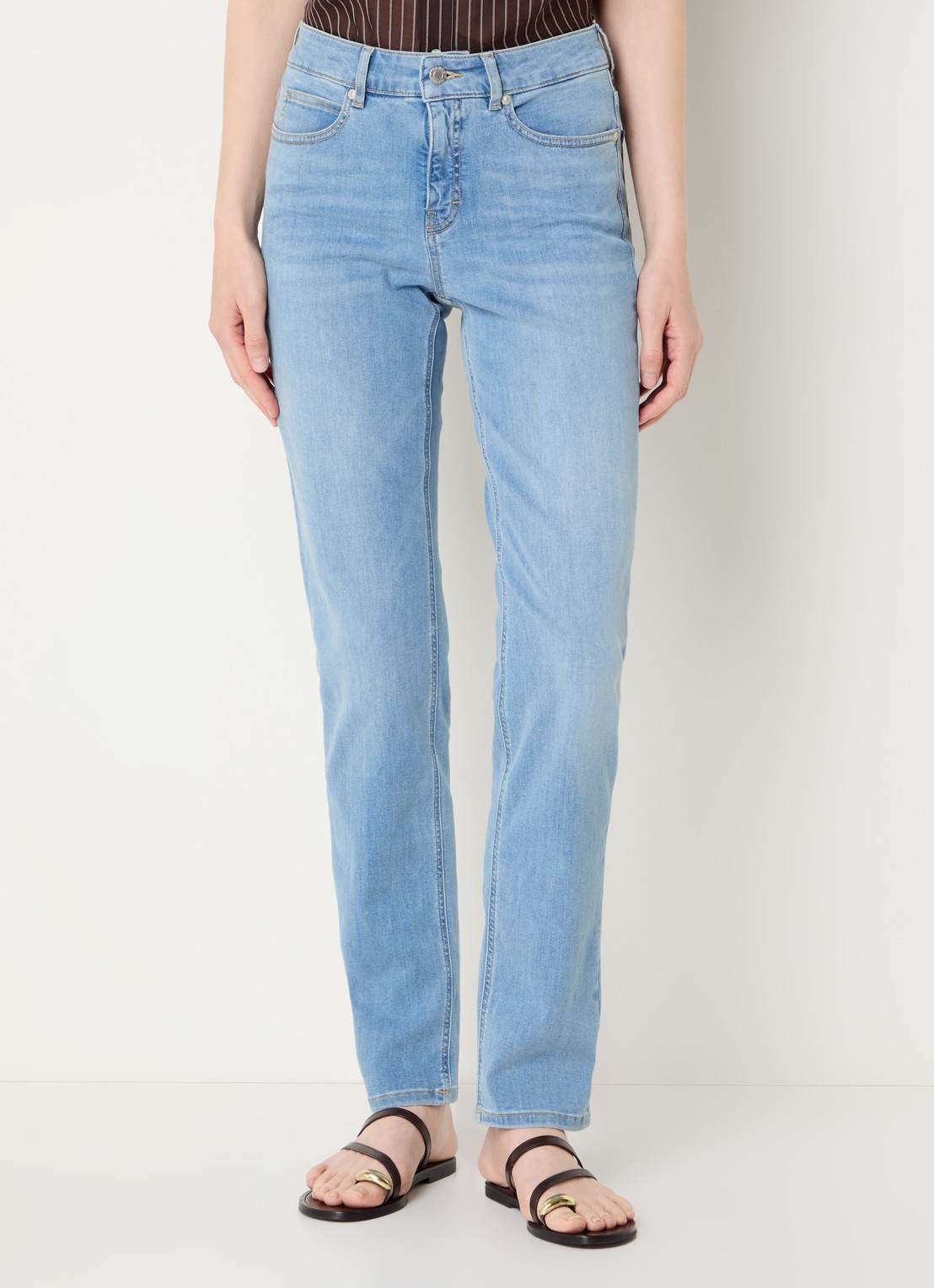OPUS Melly Base mid waist slim fit jeans met lichte wassing - detail 2 indigo
