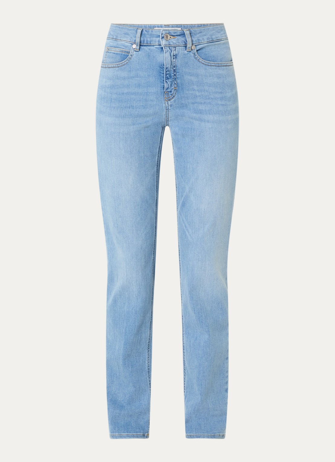 OPUS Melly Base mid waist slim fit jeans met lichte wassing - voorkant 4 indigo