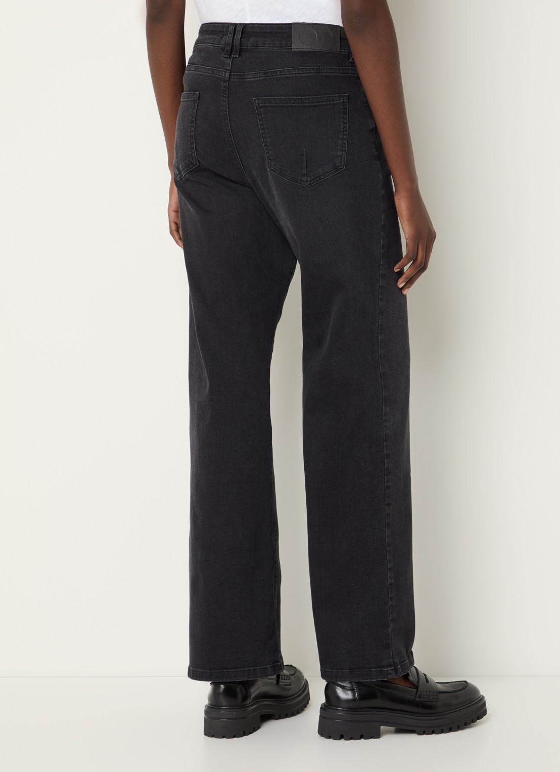 OPUS Melly high waist loose fit jeans met donkere wassing - achterkant 3 zwart