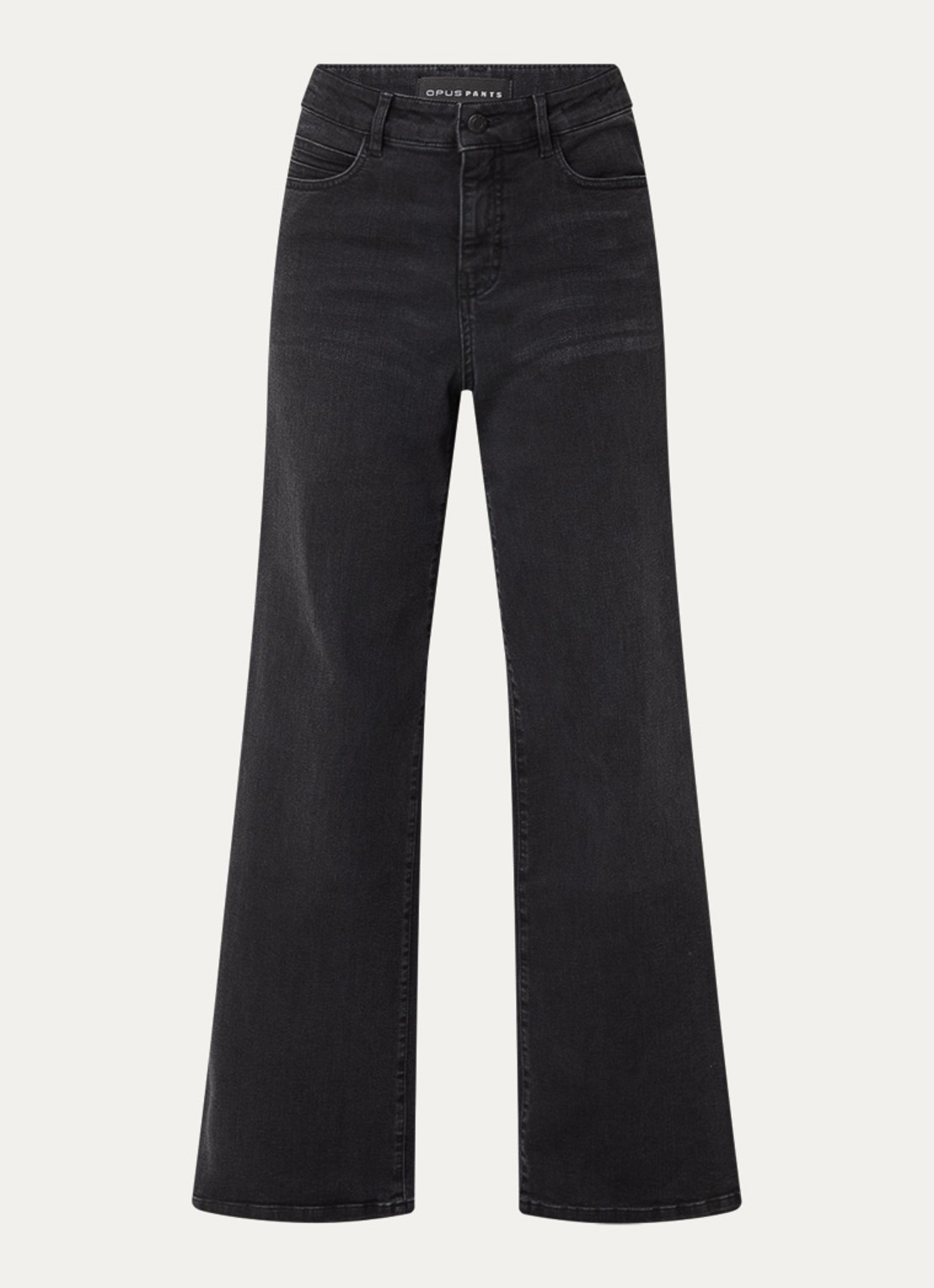 OPUS Melly high waist loose fit jeans met donkere wassing - voorkant 4 zwart
