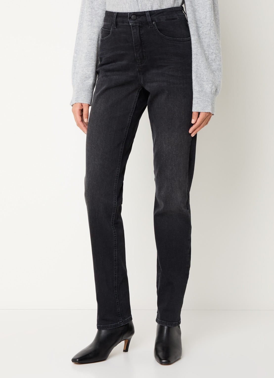 OPUS Melly high waist slim fit jeans met steekzakken - detail 2 zwart