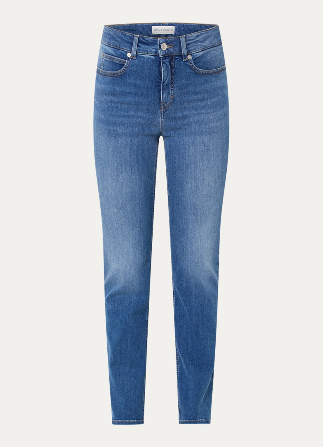 OPUS Melly high waist slim fit jeans met steekzakken - voorkant 4 indigo