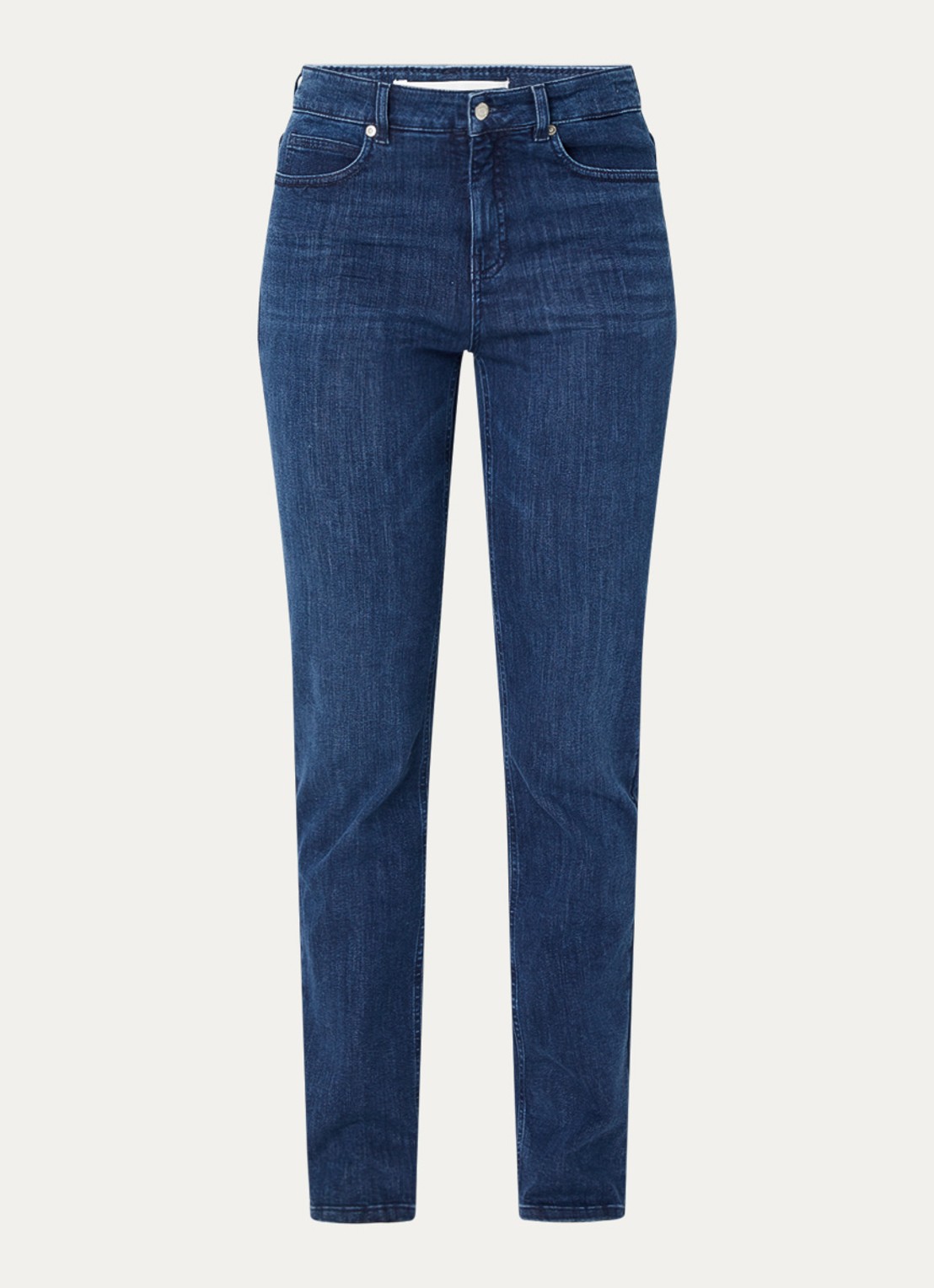 OPUS Melly high waist slim fit jeans met steekzakken - voorkant donkerblauw