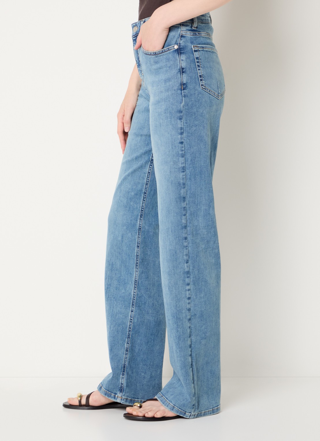 OPUS Melly Modern mid waist straight leg jeans met medium wassing - detail 2 indigo