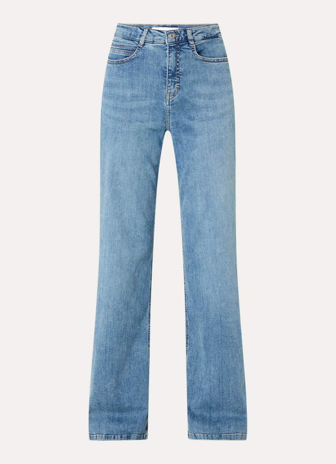 OPUS Melly Modern mid waist straight leg jeans met medium wassing - voorkant 3 indigo