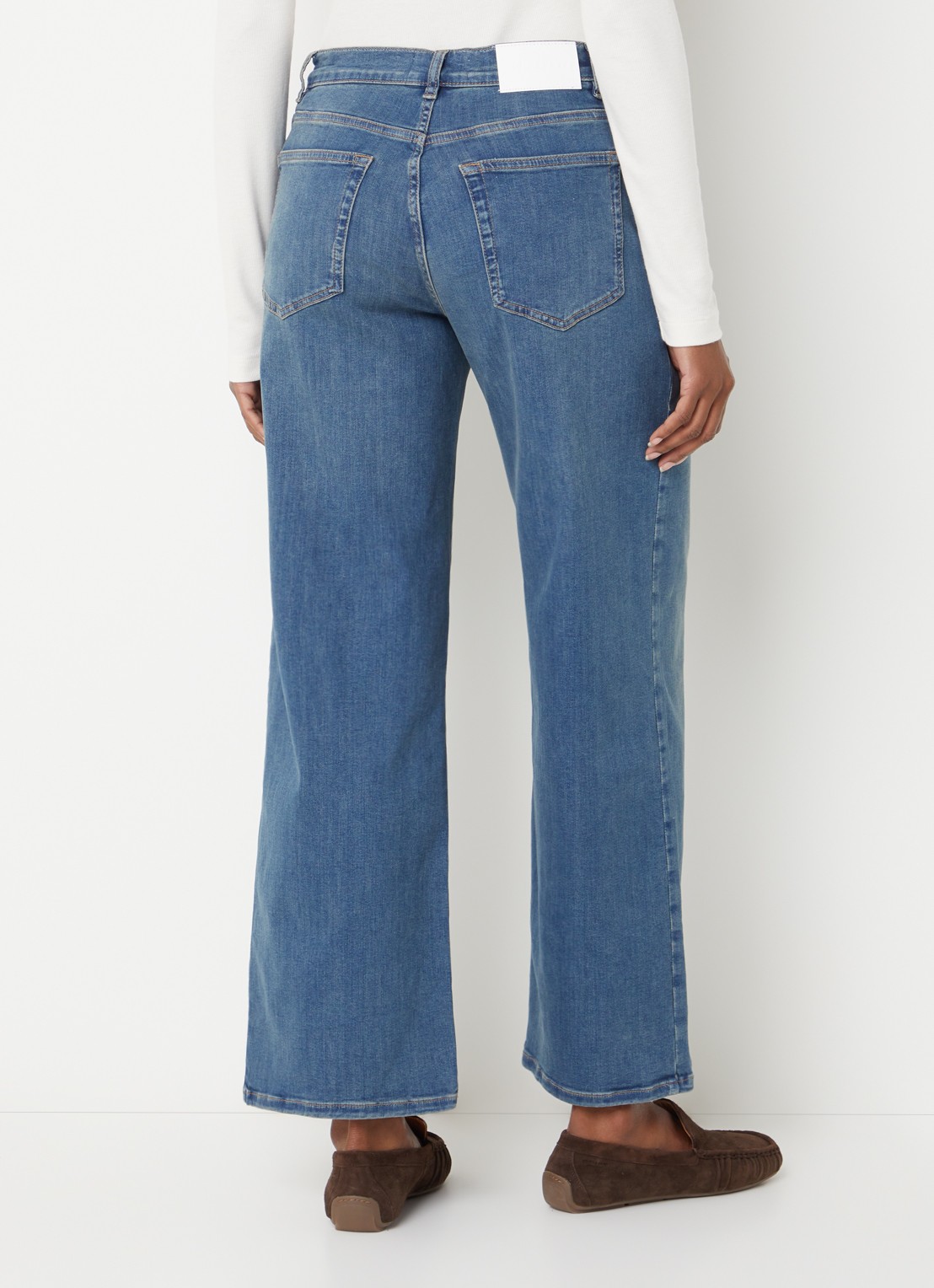 OPUS Meni high waist wide leg jeans met medium wassing - achterkant indigo