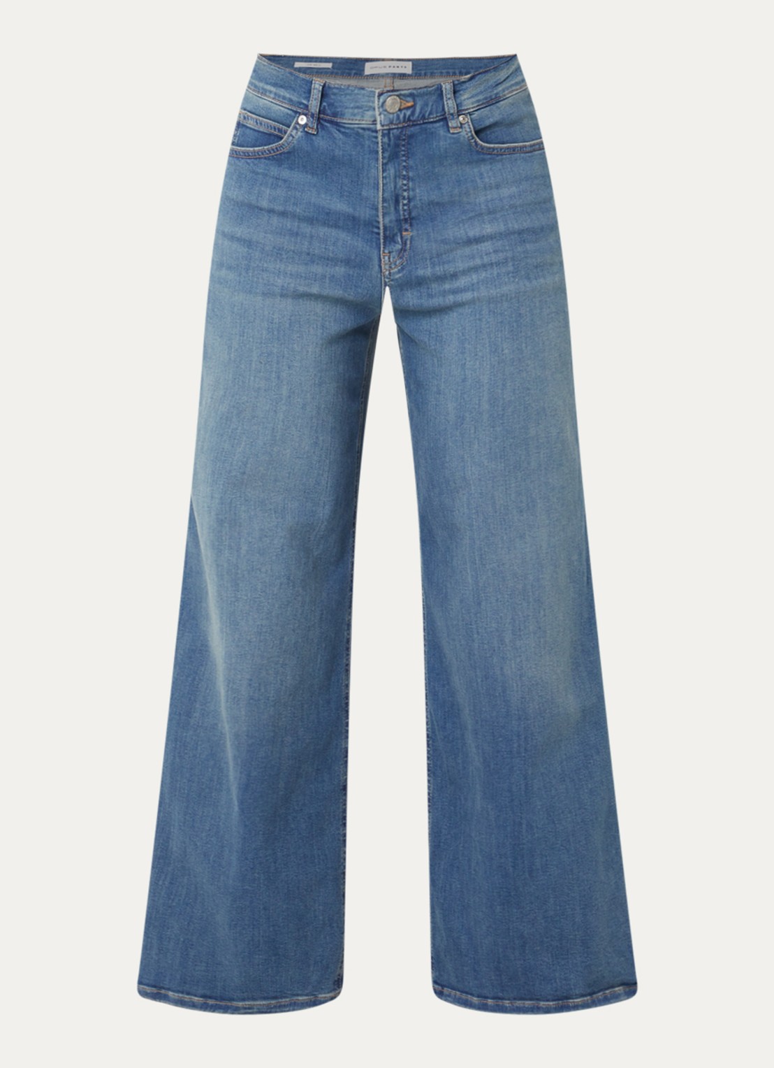OPUS Meni high waist wide leg jeans met medium wassing - voorkant 2 indigo