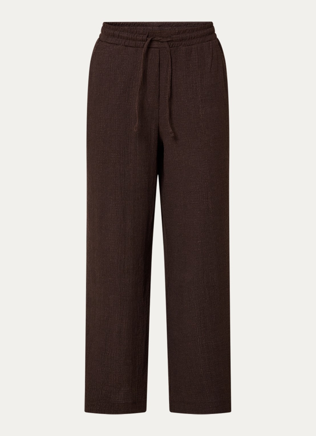 OPUS Mileni high waist loose fit pantalon met structuur - voorkant bruin