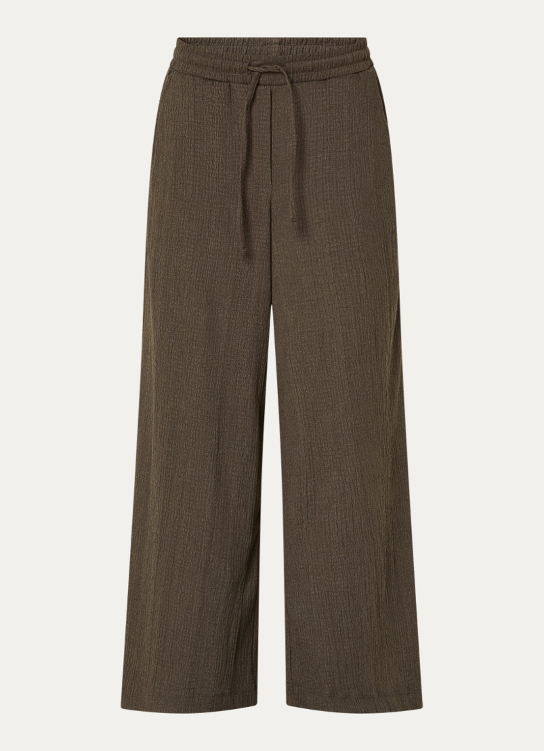 OPUS Mileni high waist loose fit pantalon met structuur - voorkant 2 groen