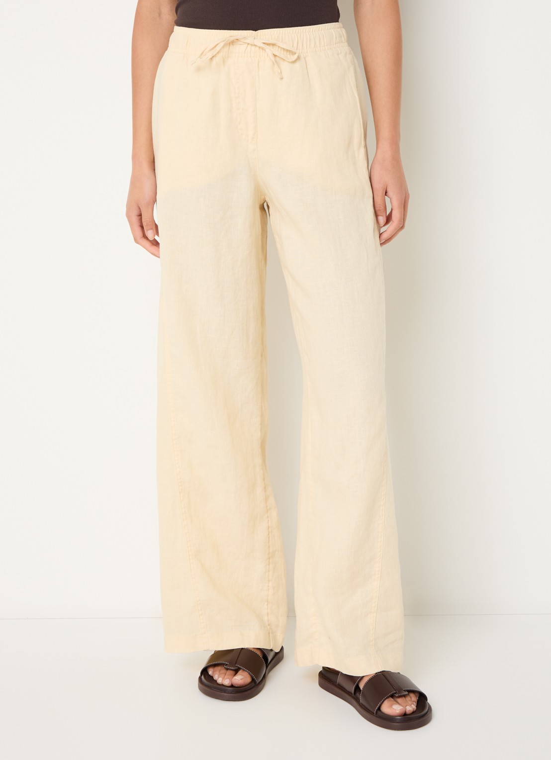 OPUS Mileni high waist wide fit pantalon met steekzakken - detail 4 geel