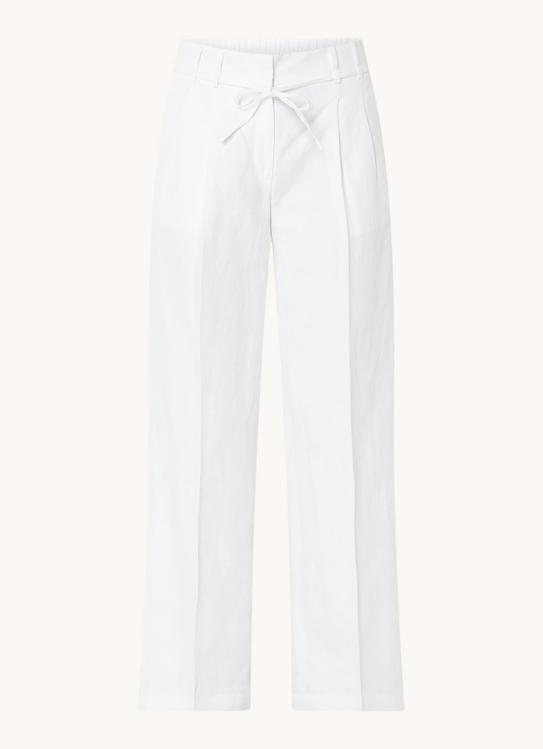 OPUS Milis high waist straight fit pantalon in linnenblend - voorkant 3 wit