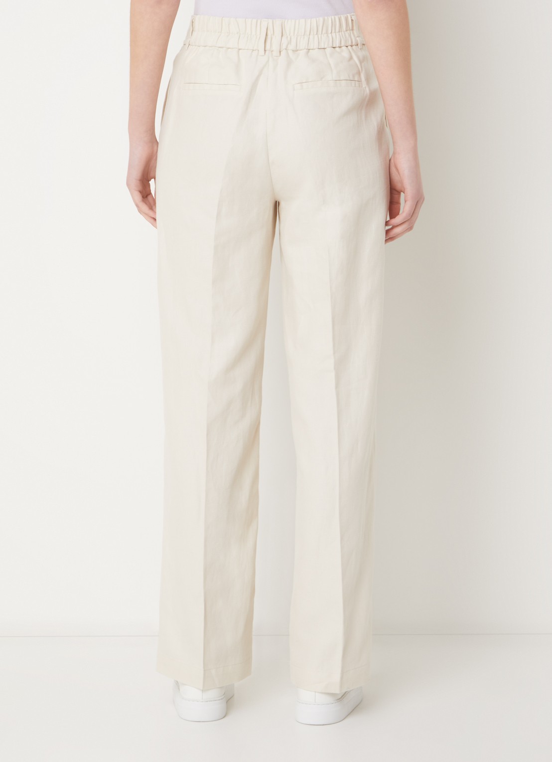 OPUS Milis high waist straight fit pantalon in linnenblend - achterkant 2 creme
