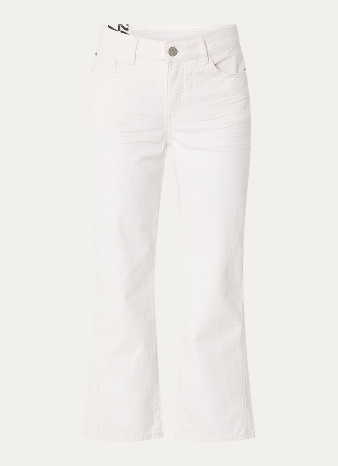 OPUS Minah Honest mid waist straight leg cropped jeans met steekzakken - voorkant 2 beige