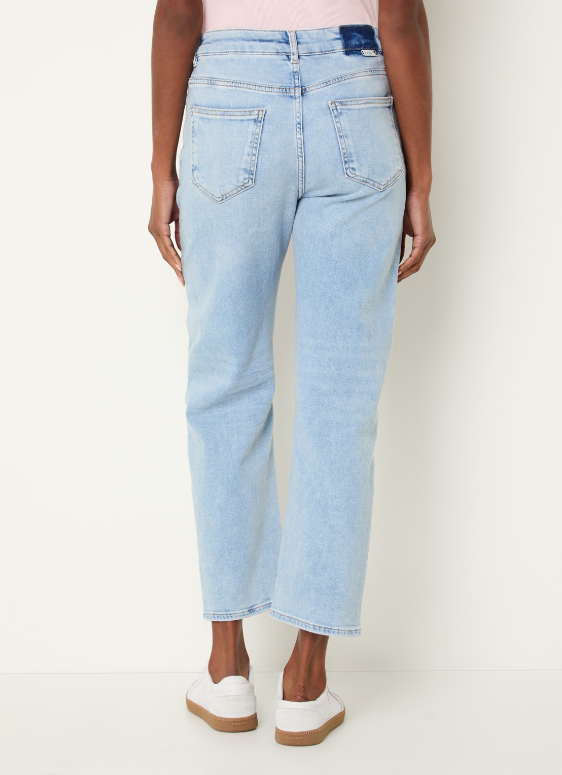 OPUS Minah Honest mid waist straight leg cropped jeans met steekzakken - achterkant 3 indigo