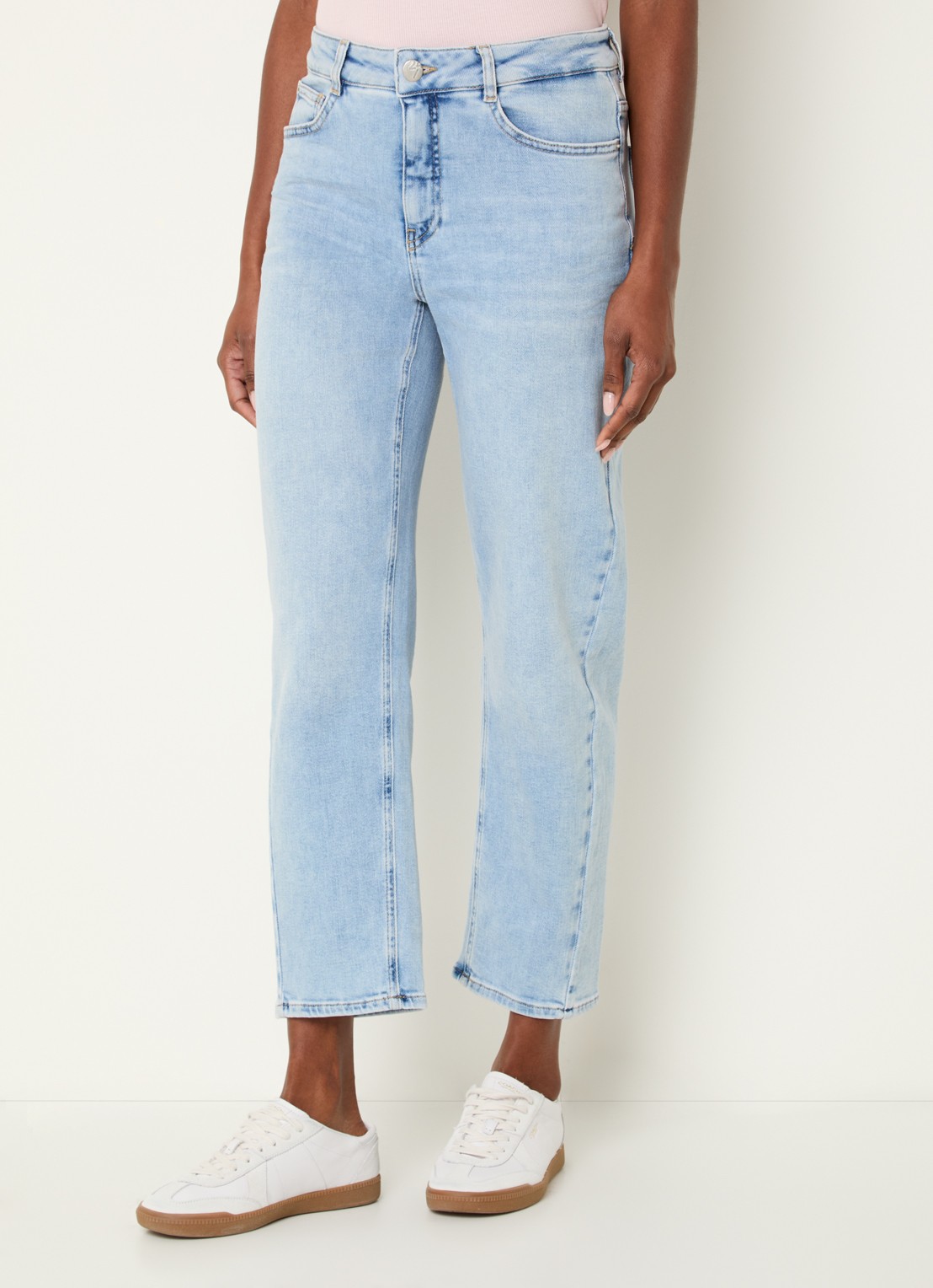 OPUS Minah Honest mid waist straight leg cropped jeans met steekzakken - detail 4 indigo