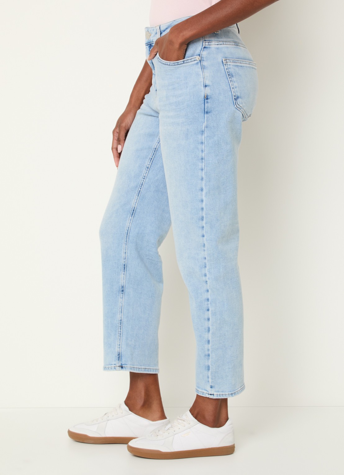 OPUS Minah Honest mid waist straight leg cropped jeans met steekzakken - detail 5 indigo