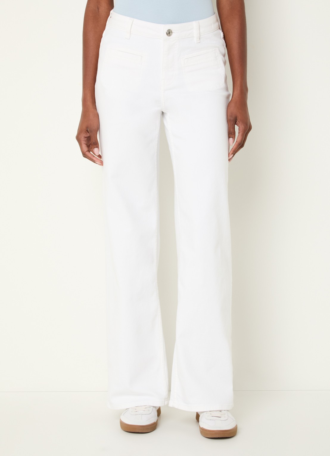 OPUS Miva Urban mid waist straight leg jeans met gekleurde wassing - detail 2 wit