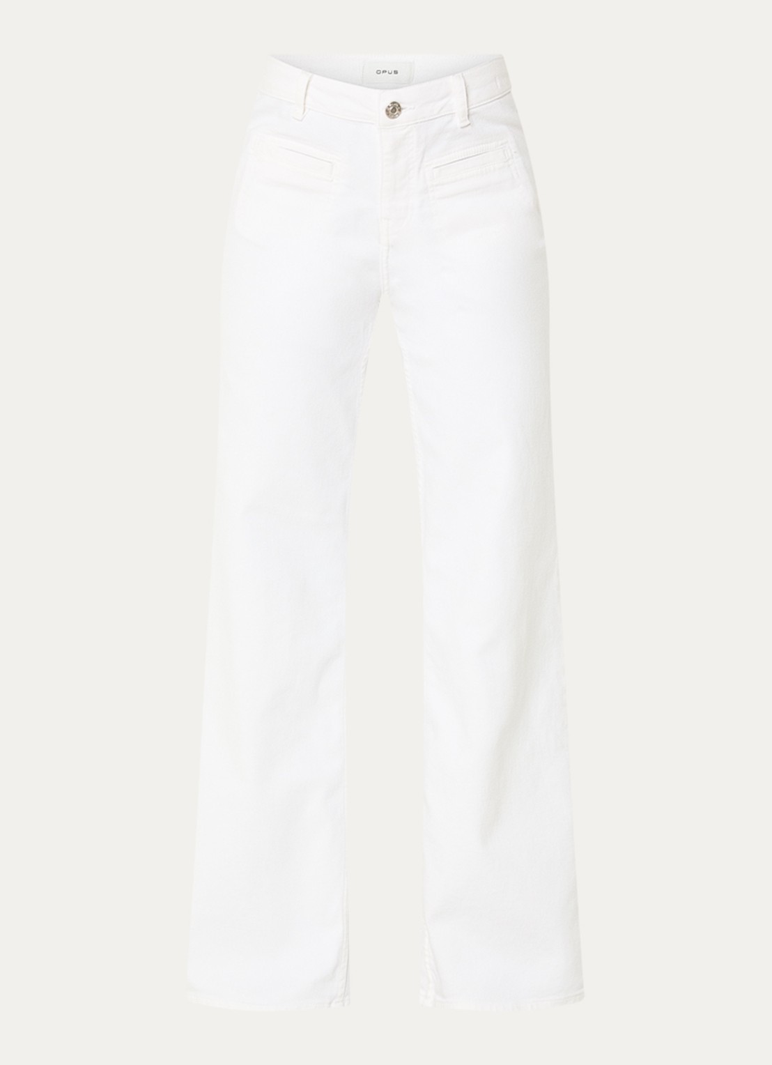 OPUS Miva Urban mid waist straight leg jeans met gekleurde wassing - voorkant 3 wit