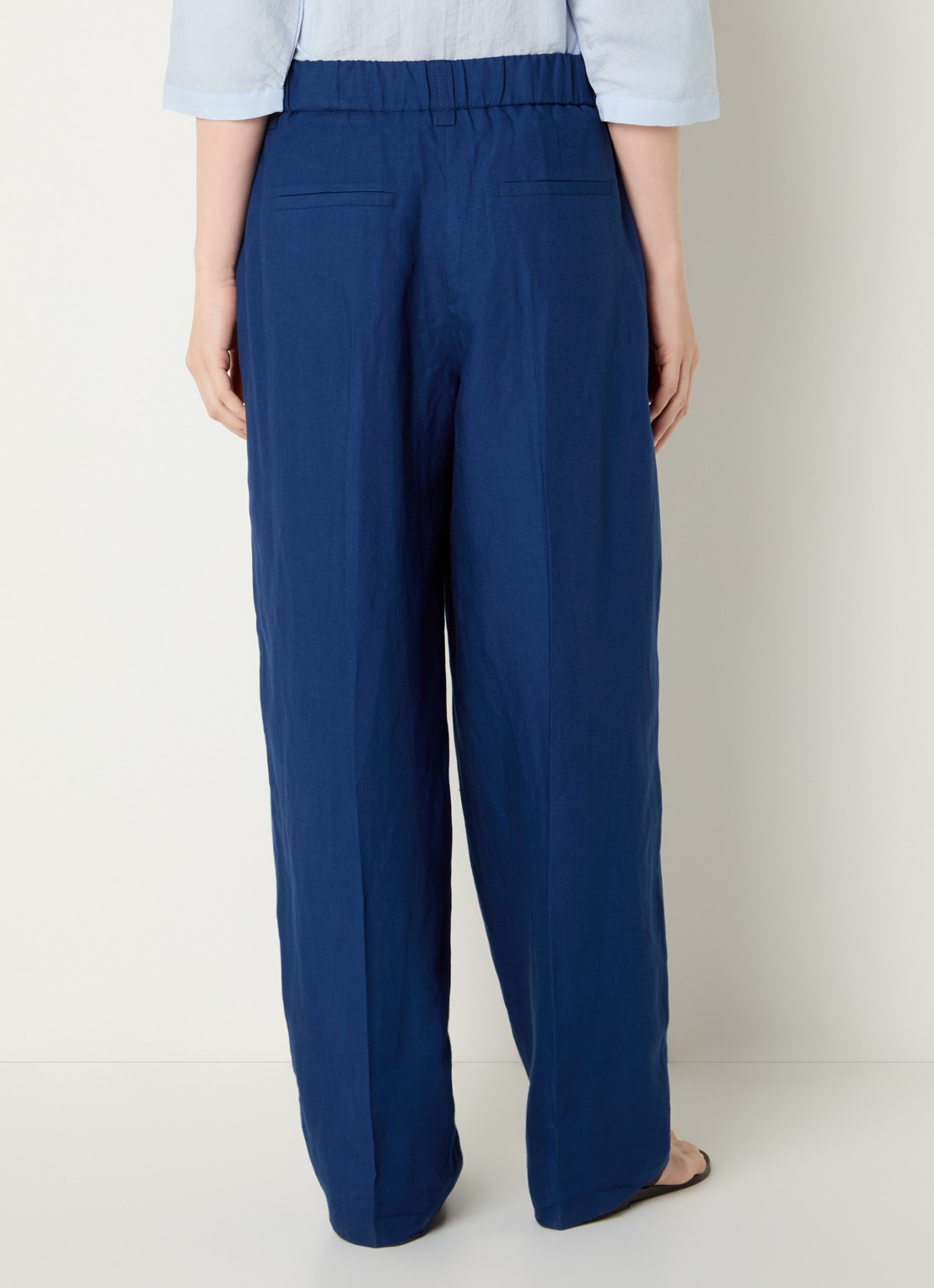 OPUS Moira high waist wide fit pantalon met steekzakken - achterkant 4 blauw