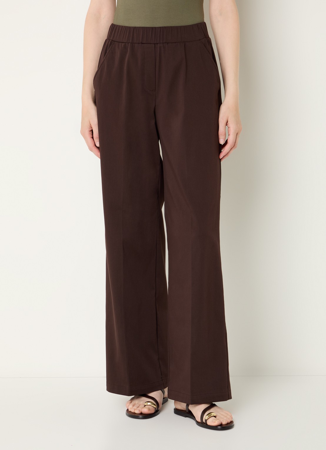 OPUS Mucia high waist straight fit broek met steekzakken - detail 4 bruin