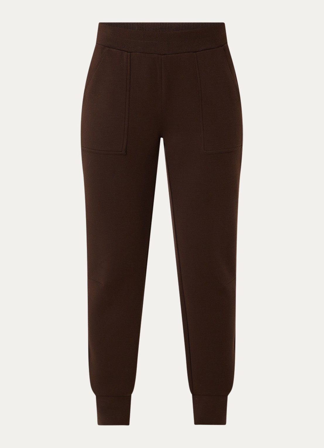 OPUS Myha Club high waist tapered fit joggingbroek - voorkant 2 donkerbruin
