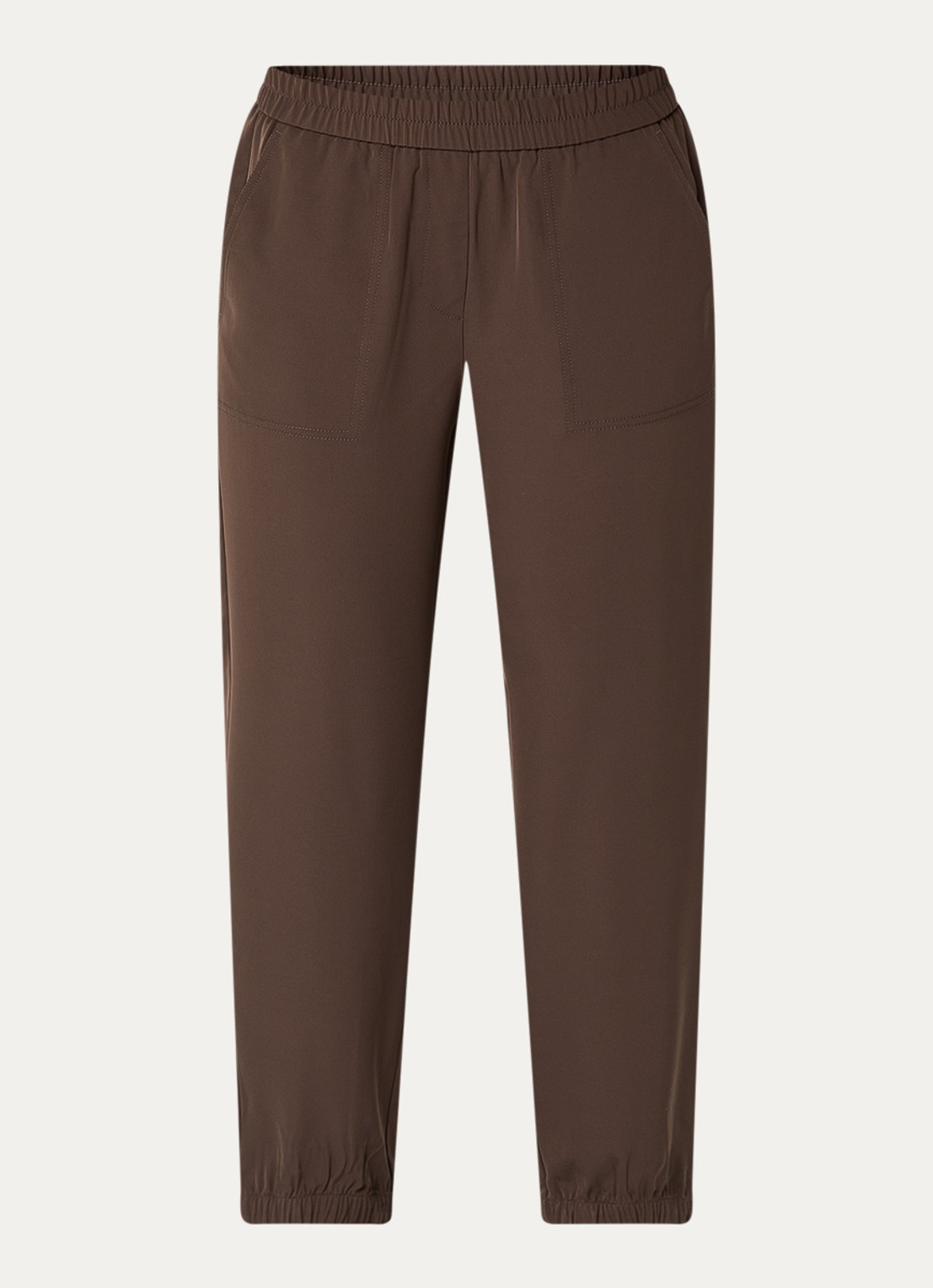 OPUS Myha high waist tapered fit joggingbroek met steekzakken - voorkant 2 bruin