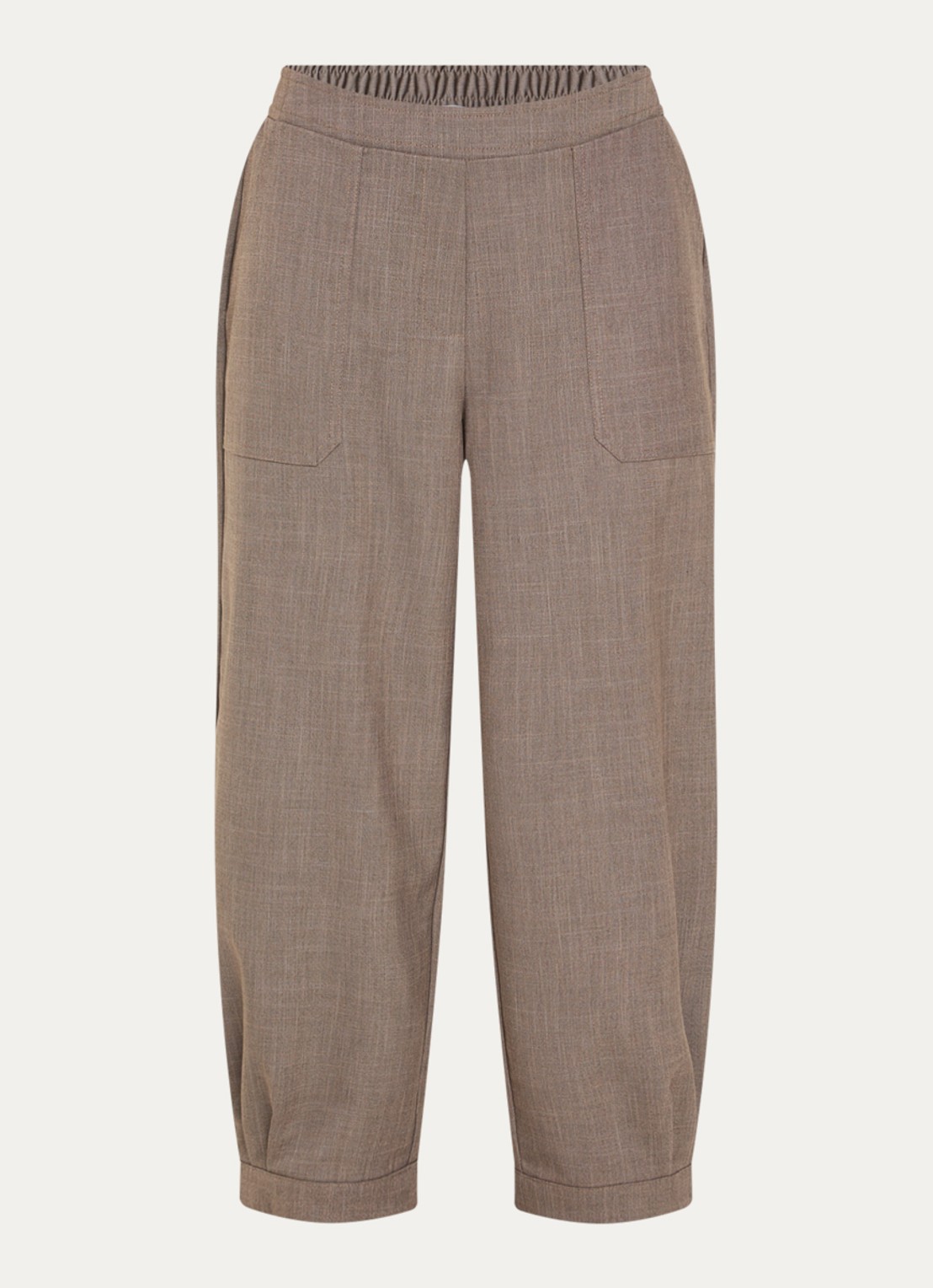 OPUS Myha mid waist tapered fit chino met opgestikte zakken  - voorkant lichtbruin
