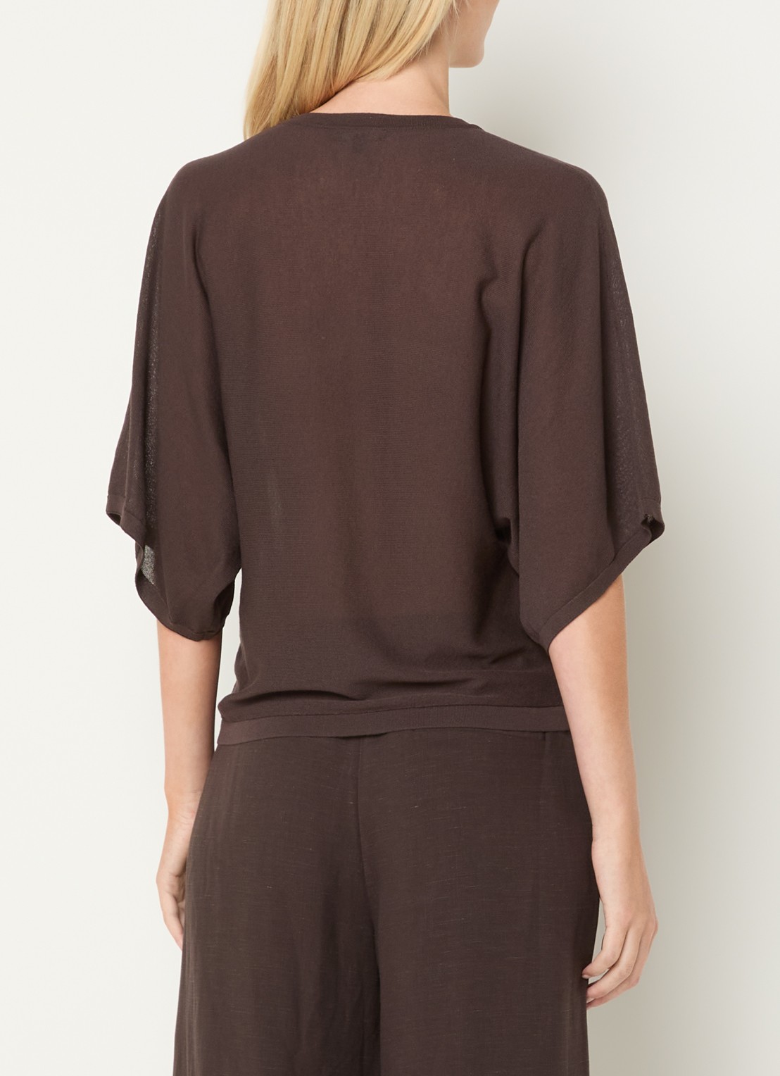 OPUS Myha Oasis high waist cropped tapered fit broek in linnenblend - achterkant 4 bruin