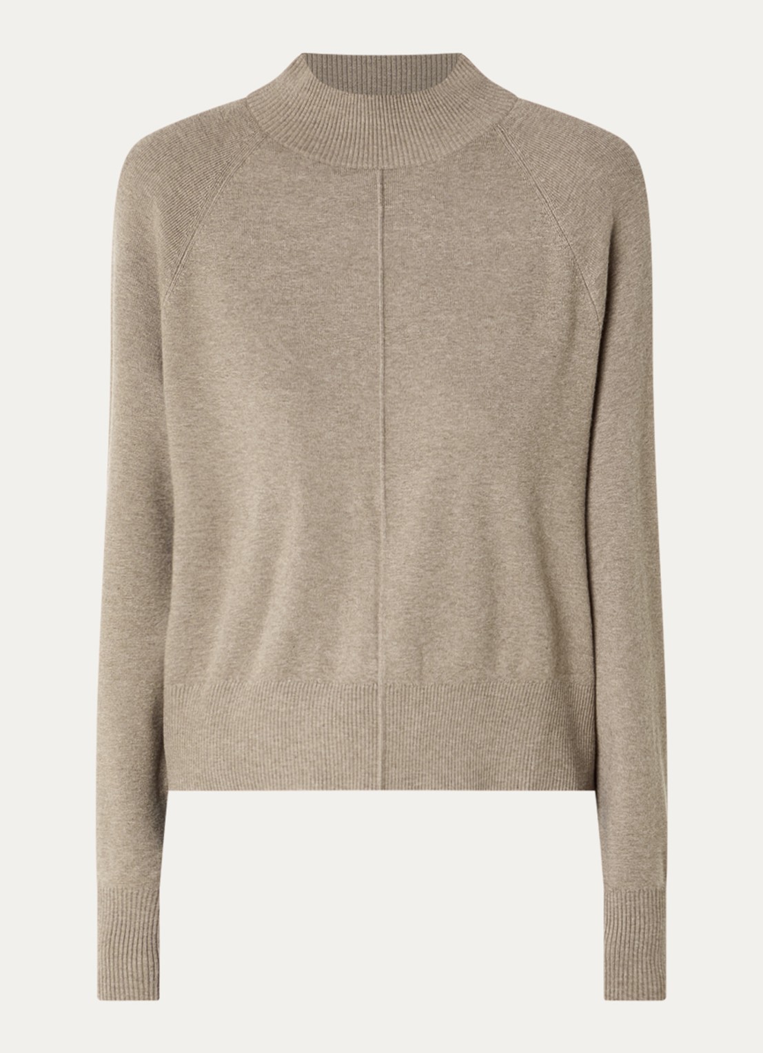 OPUS Pleem fijngebreide pullover in wolblend - voorkant 3 zand