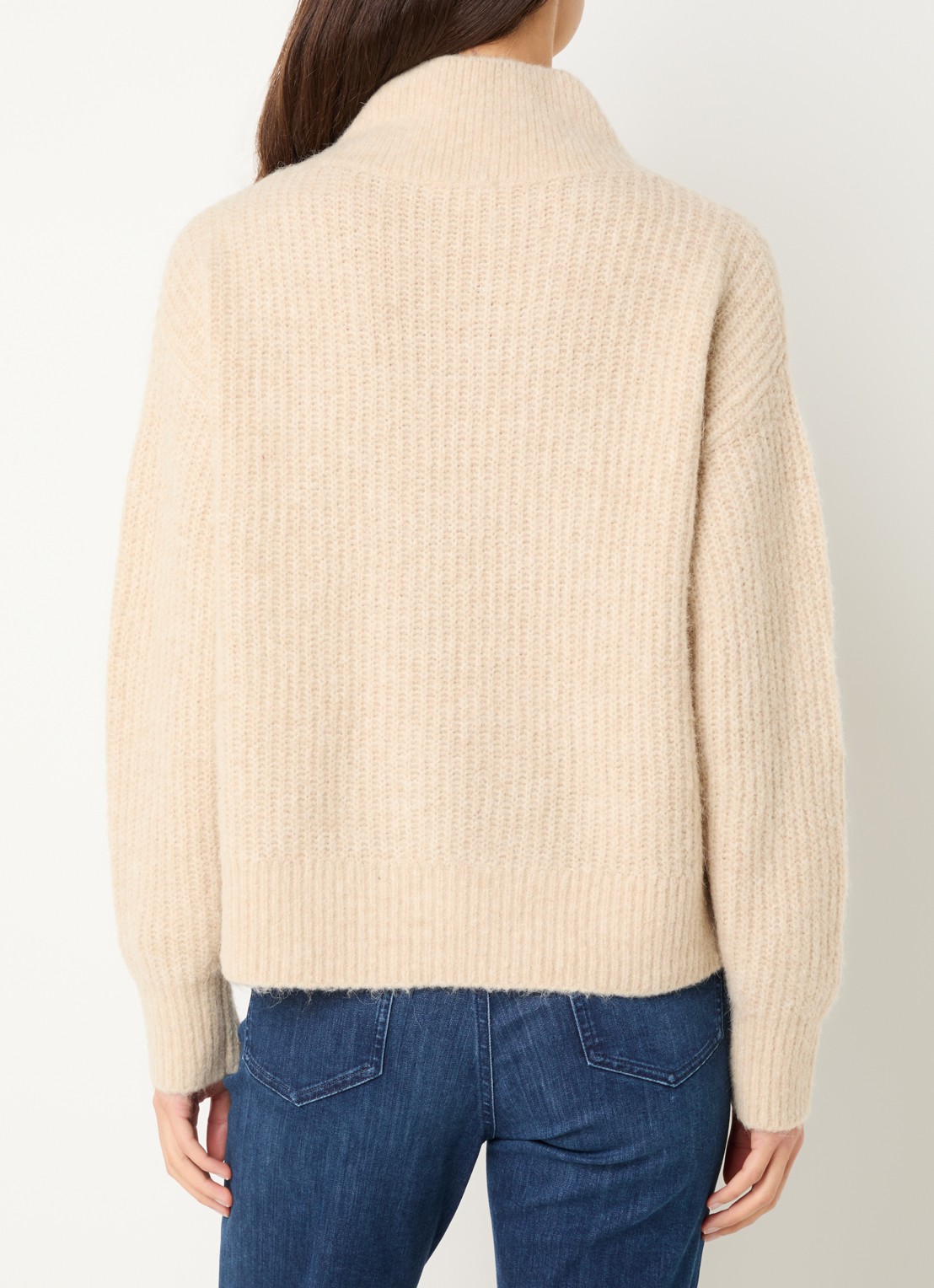 OPUS Ponelope grofgebreide trui in alpaca wolblend - achterkant 4 beige