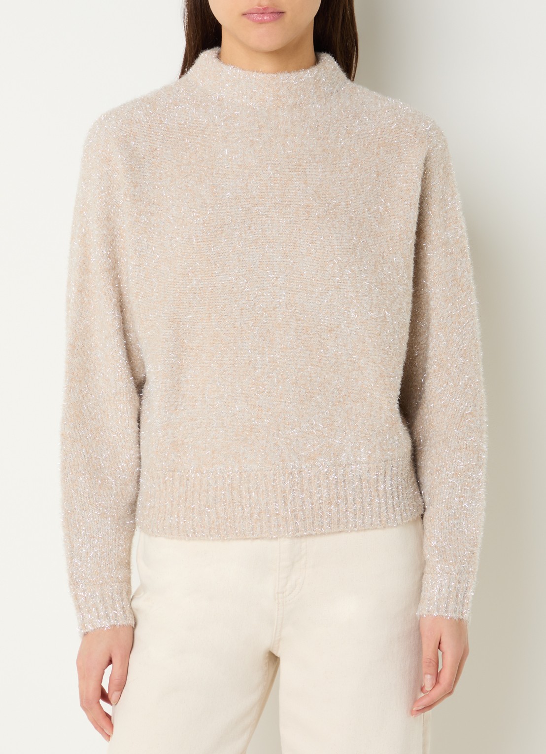 OPUS Posmic fijngebreide trui met lurex - detail 4 creme