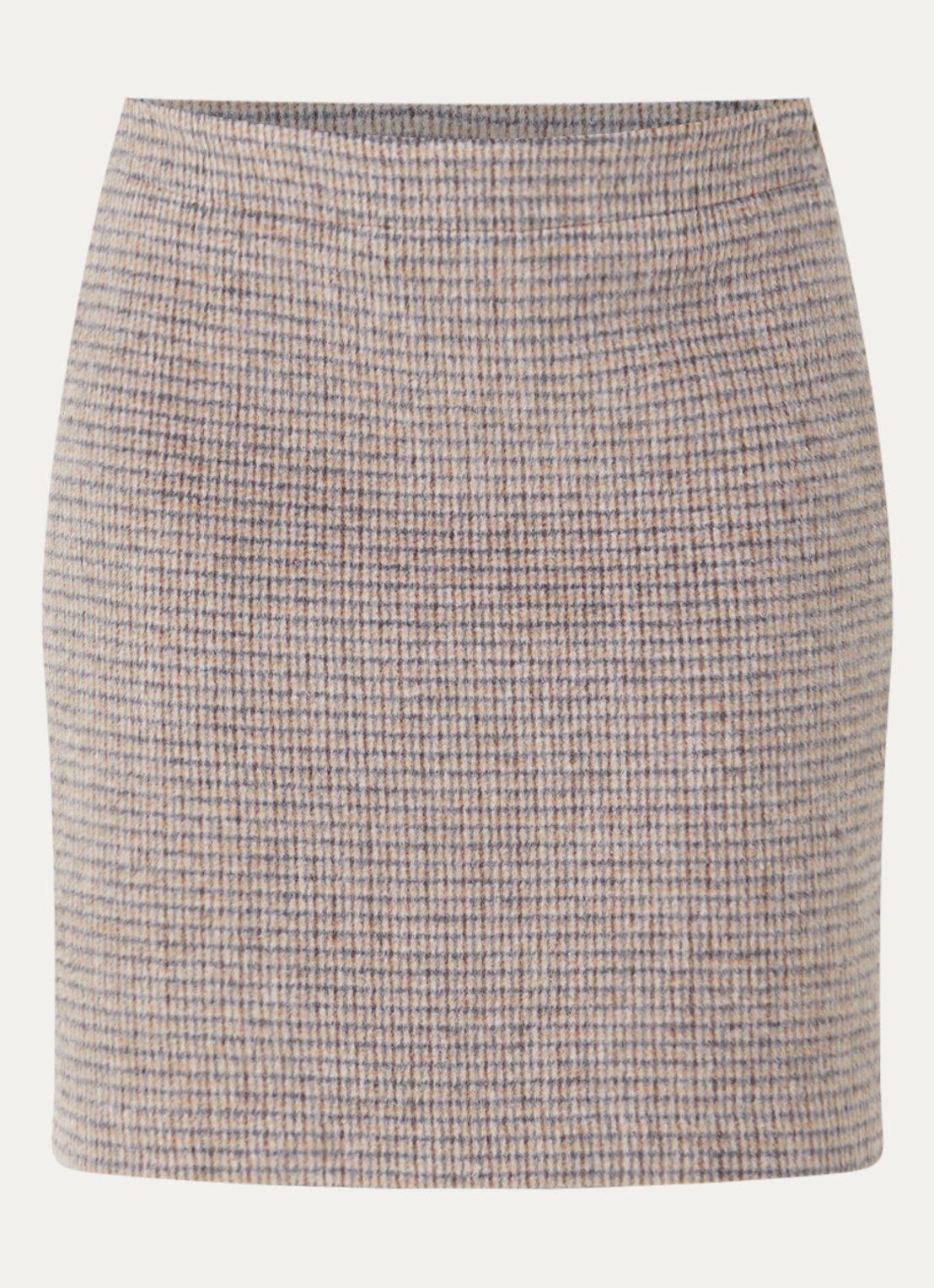 OPUS Ravenna Mod minirok in wolblend met ruitdessin - voorkant 3 donkerbruin