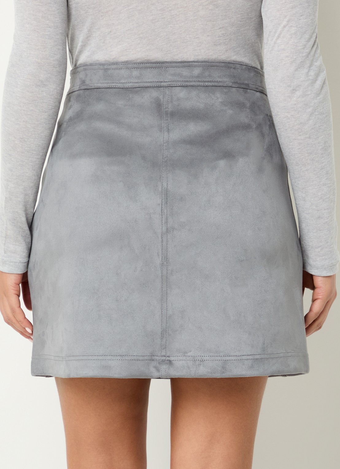 OPUS Relvina Cozy minirok met steekzakken - achterkant 4 grijs