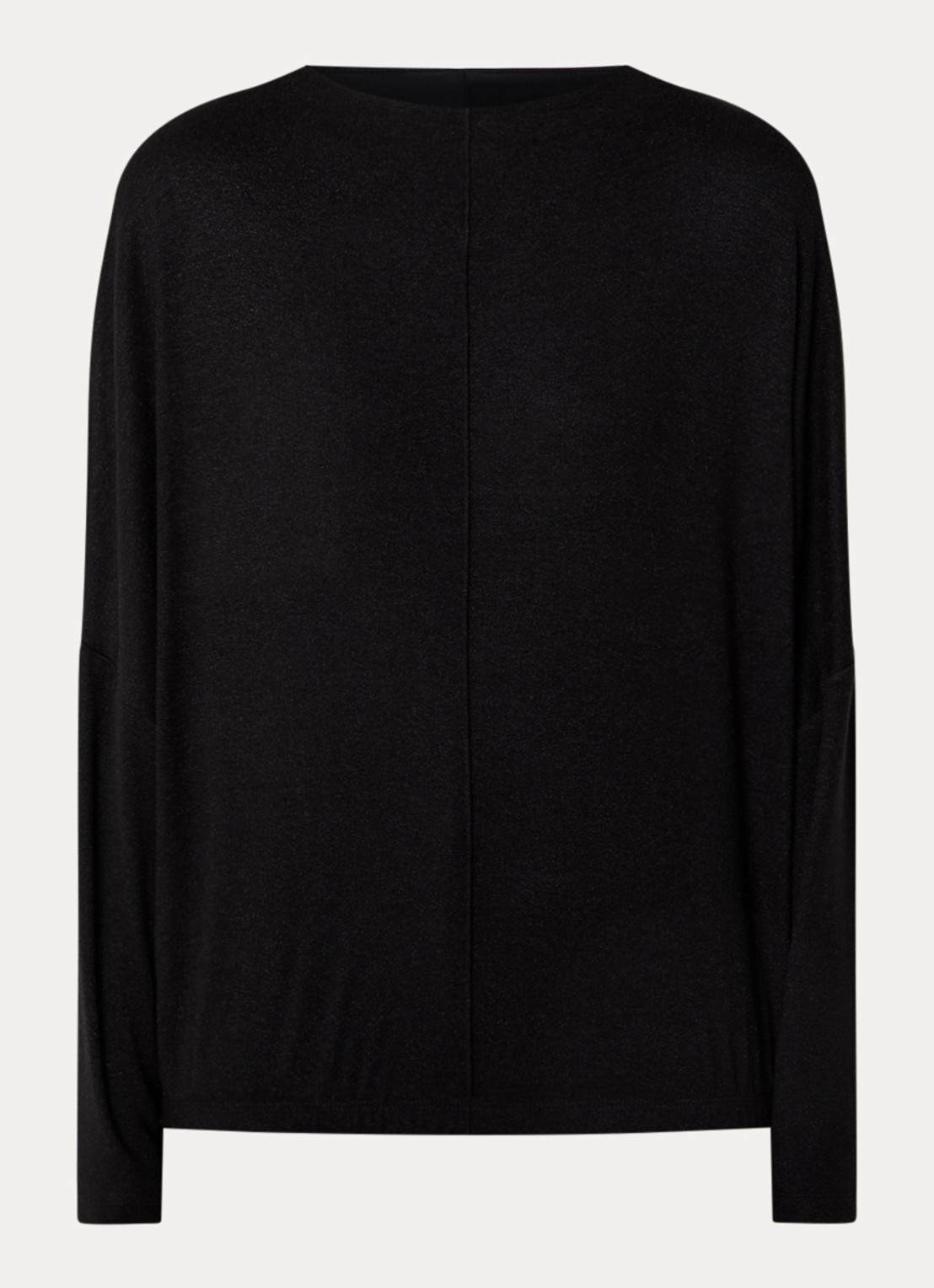 OPUS Sachto top van jersey met lurex en vleermuismouw - voorkant 3 zwart