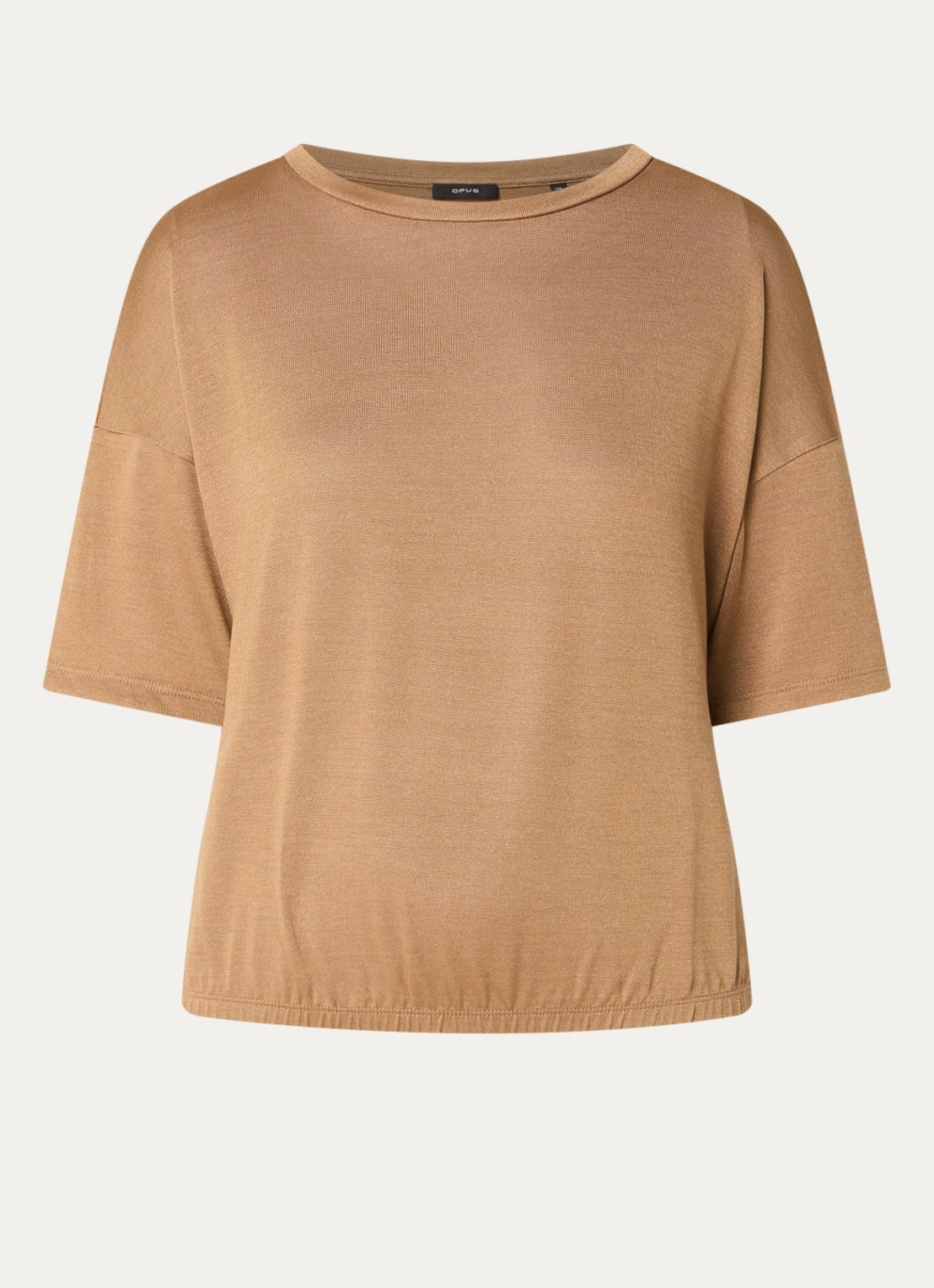 OPUS Salien T-shirt met ronde hals - voorkant 2 camel