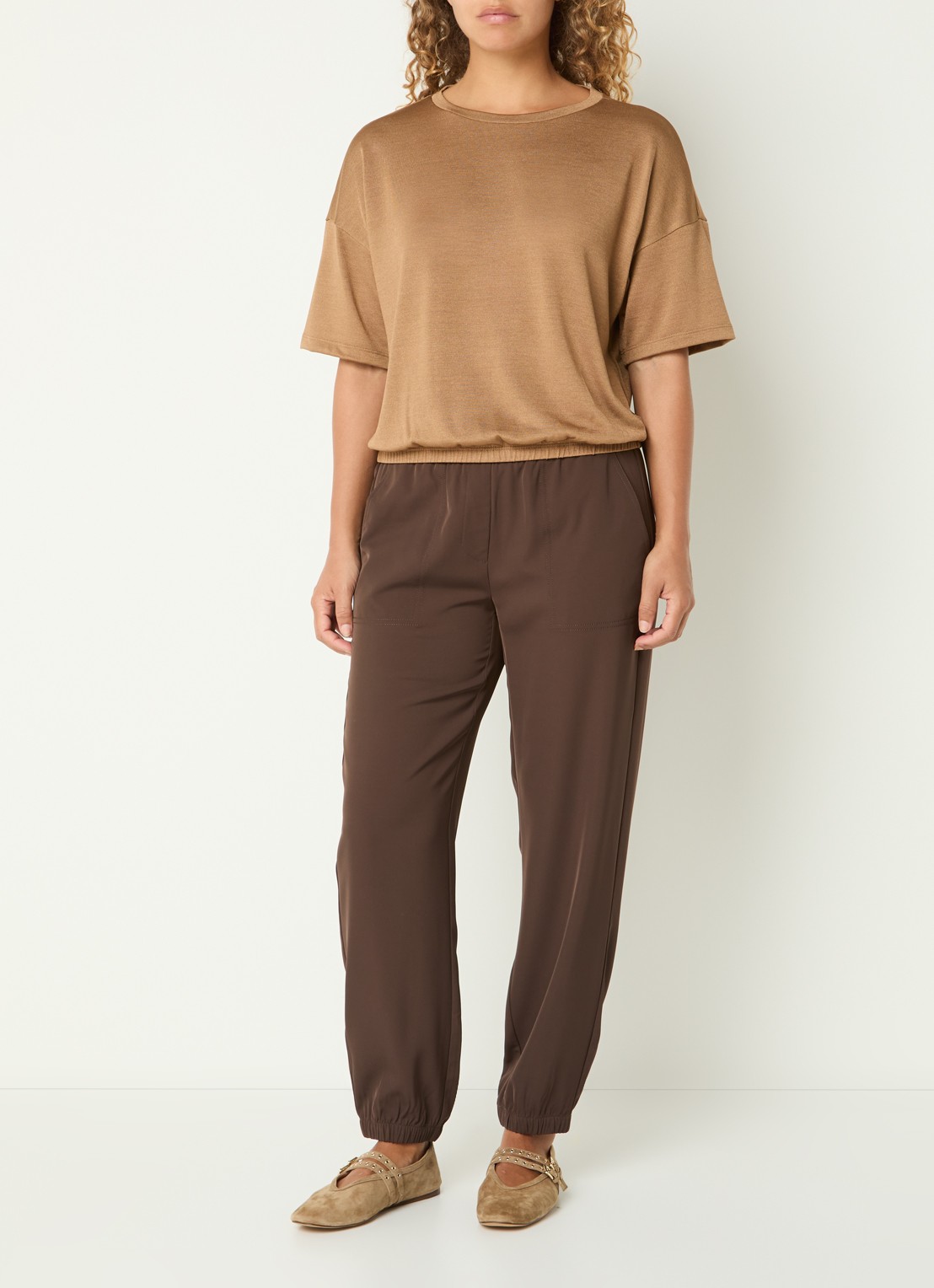 OPUS Salien T-shirt met ronde hals - voorkant 3 camel