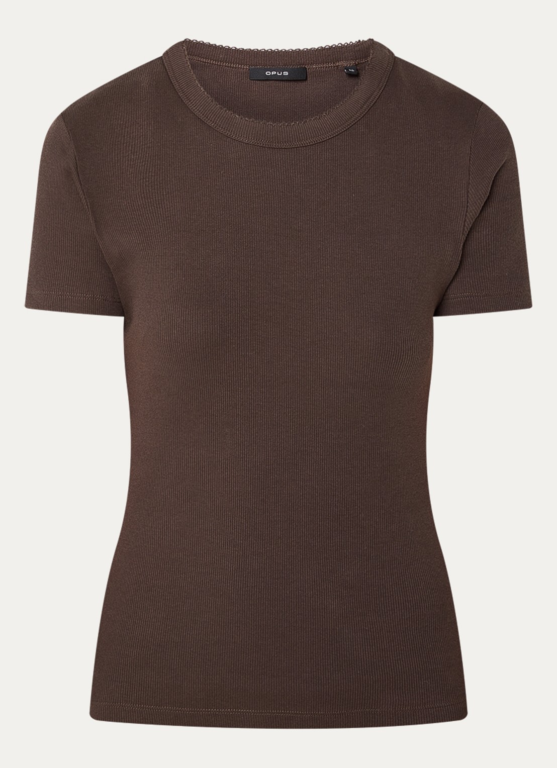 OPUS Samuna T-shirt met ronde hals - voorkant 3 donkerbruin