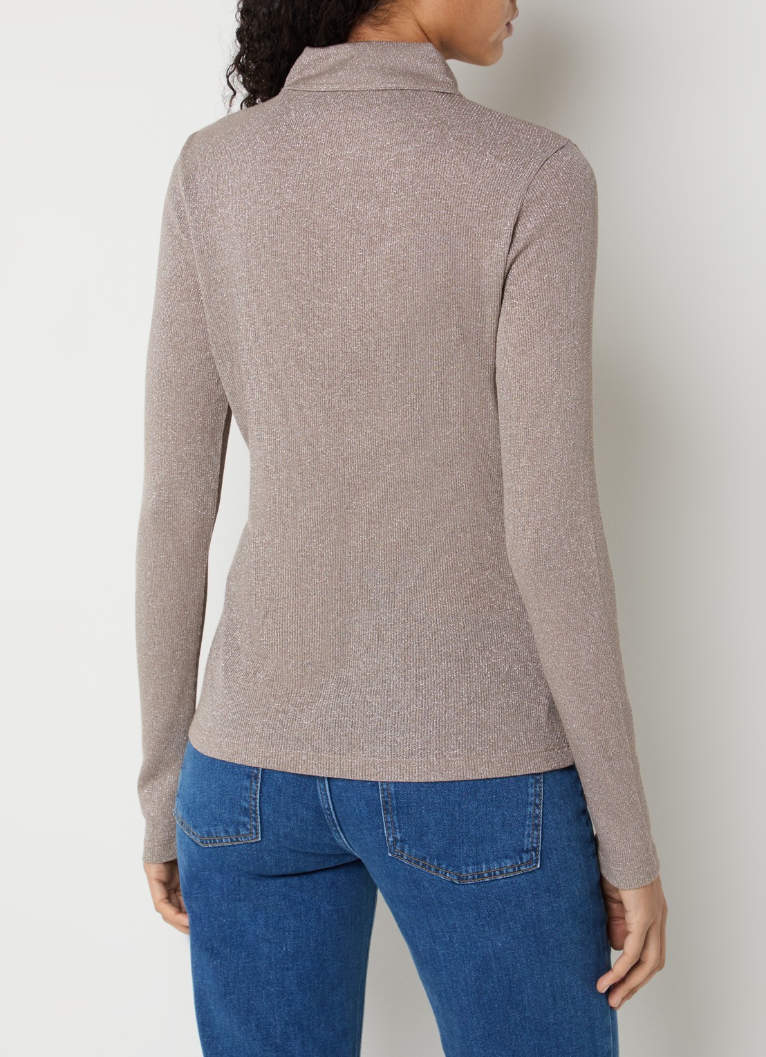 OPUS Sapippa fijngebreide top met lurex - achterkant 3 zand