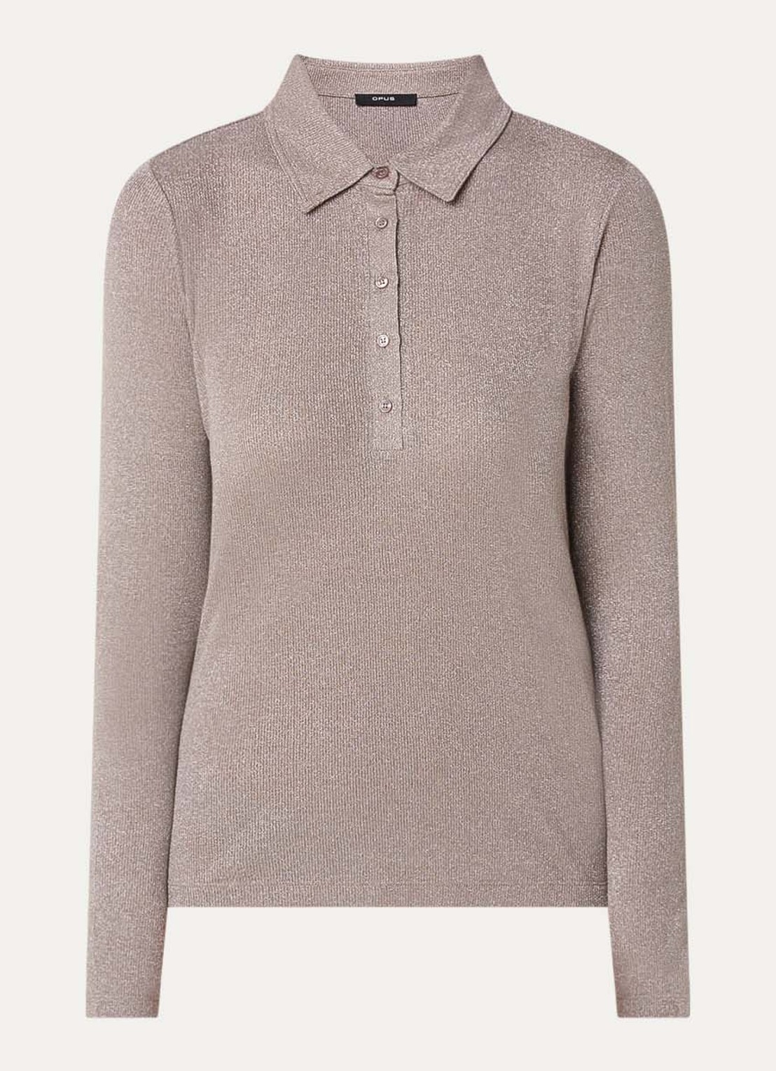 OPUS Sapippa fijngebreide top met lurex - voorkant zand