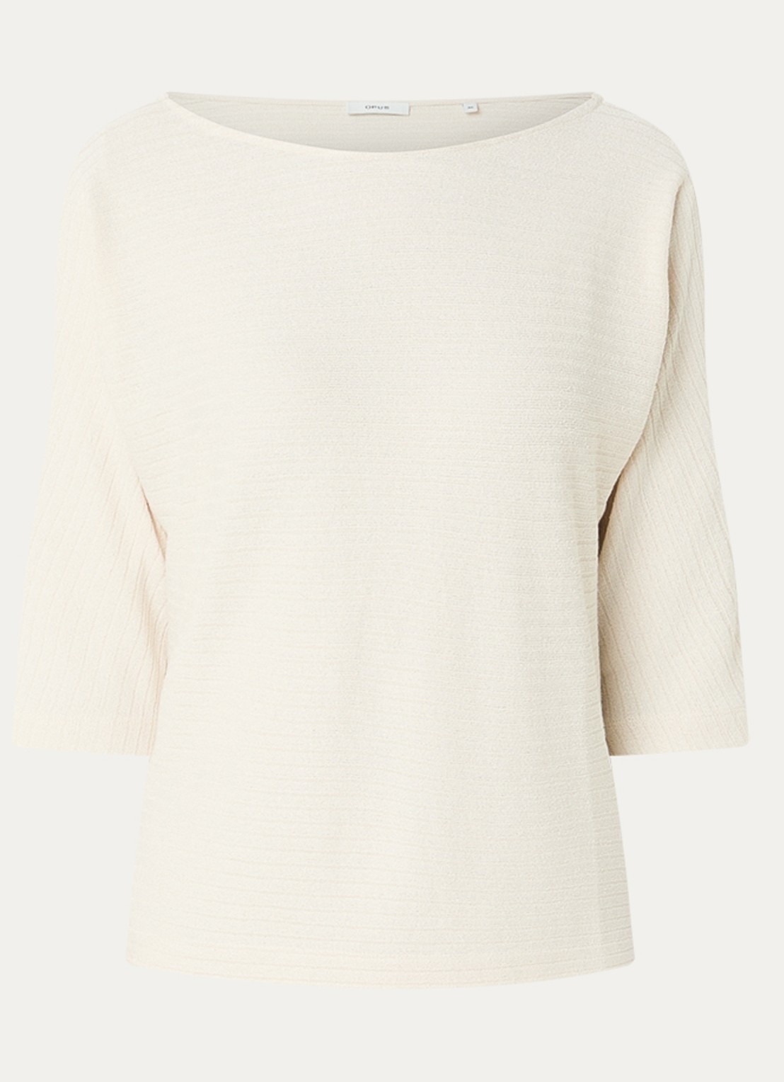 OPUS Serifos fijngebreide top met vleermuismouw - voorkant beige