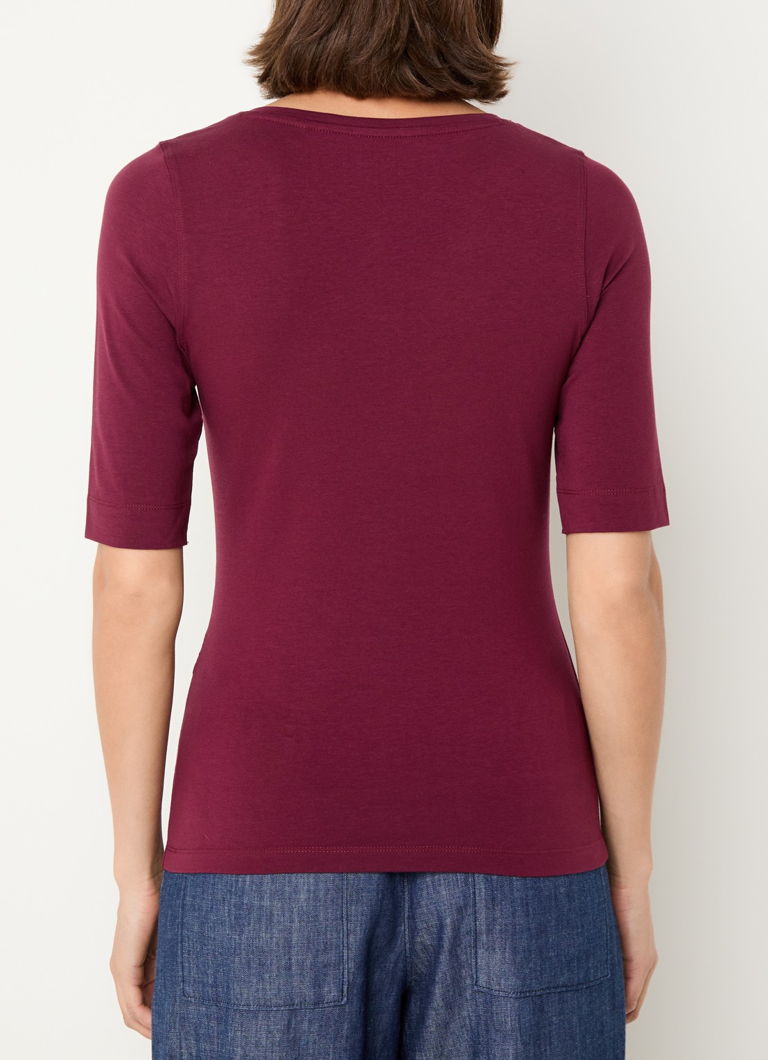 OPUS Serta top met ronde hals - achterkant aubergine