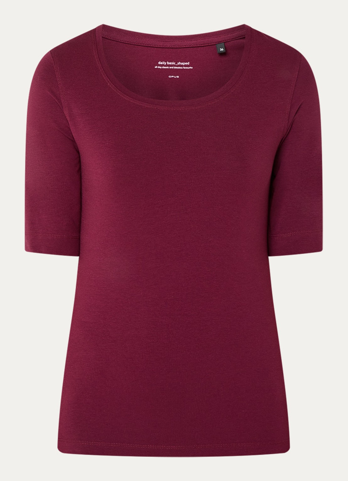 OPUS Serta top met ronde hals - voorkant 2 aubergine