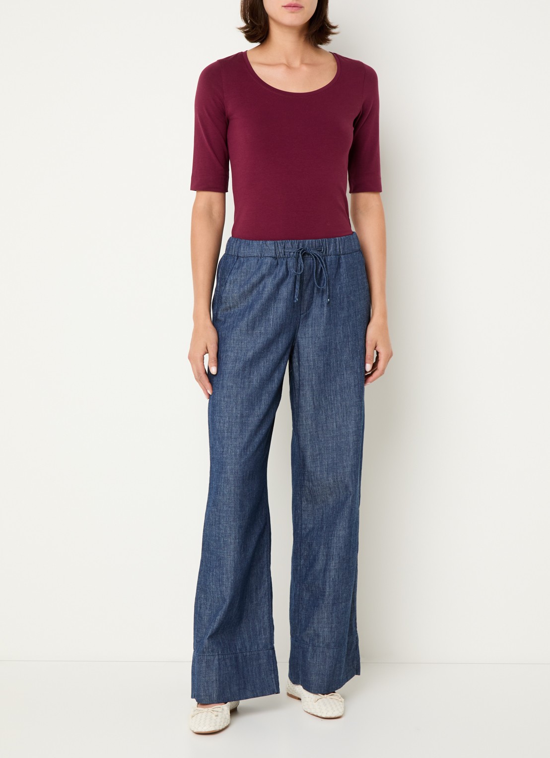 OPUS Serta top met ronde hals - voorkant 3 aubergine