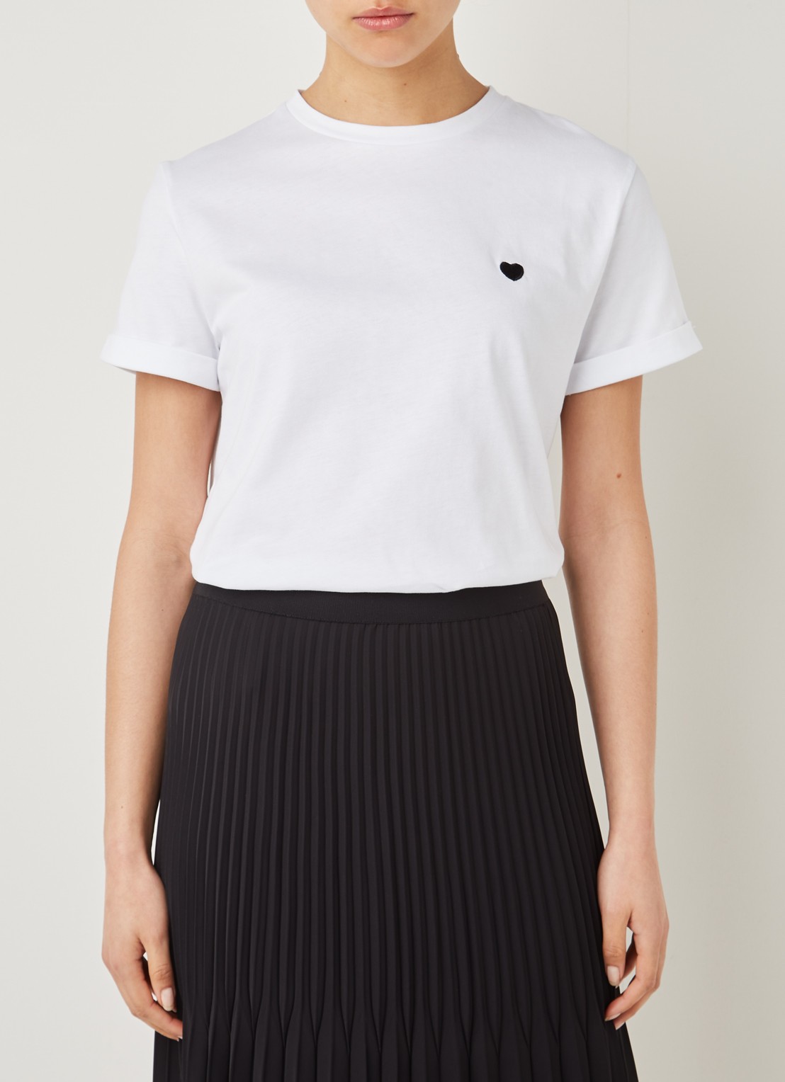 OPUS Serz T-shirt met borduring - detail 4 wit