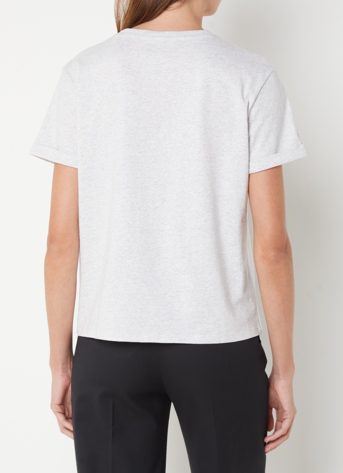 OPUS Serz T-shirt met borduring - achterkant grijs