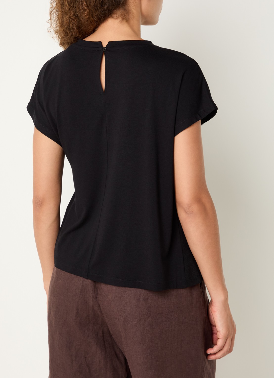 OPUS Sifem top van jersey met strikdetail - achterkant 4 zwart