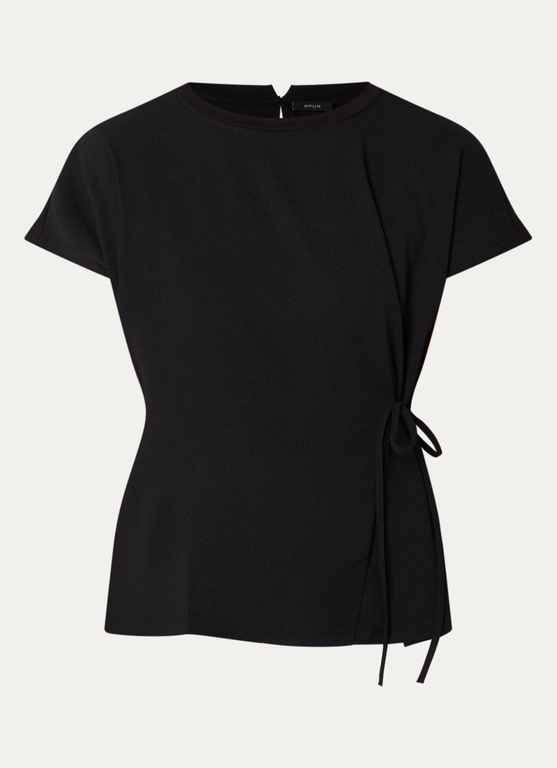 OPUS Sifem top van jersey met strikdetail - voorkant zwart