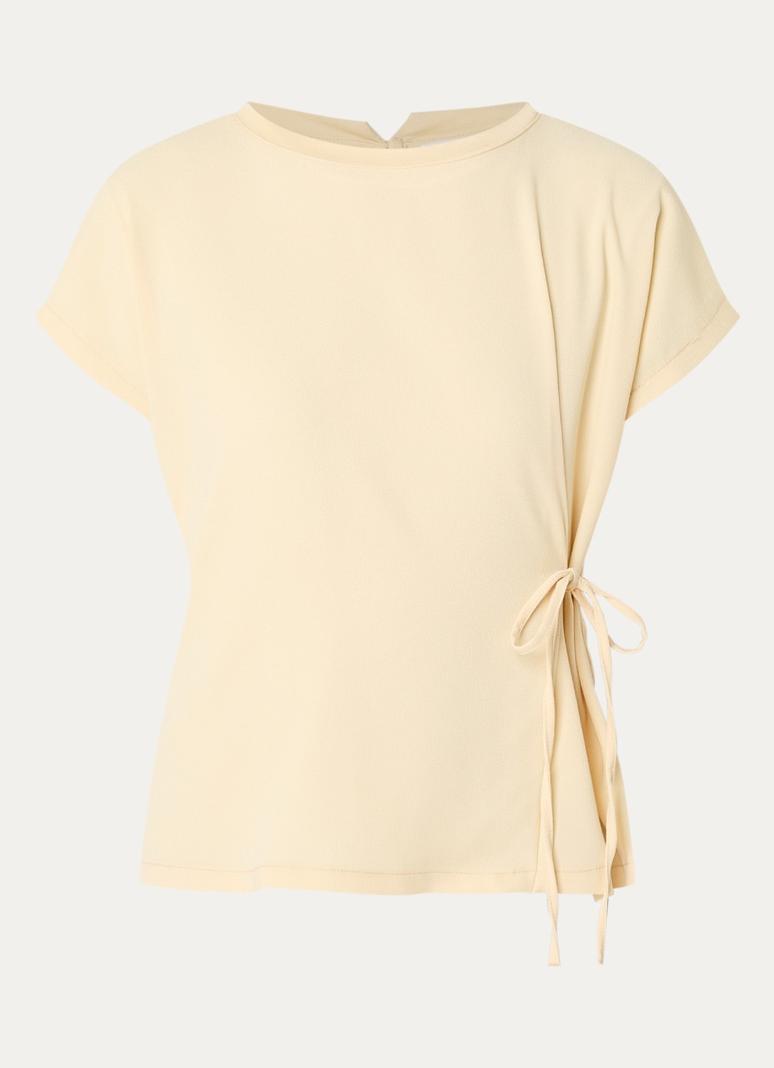 OPUS Sifem top van jersey met strikdetail - voorkant lichtgeel