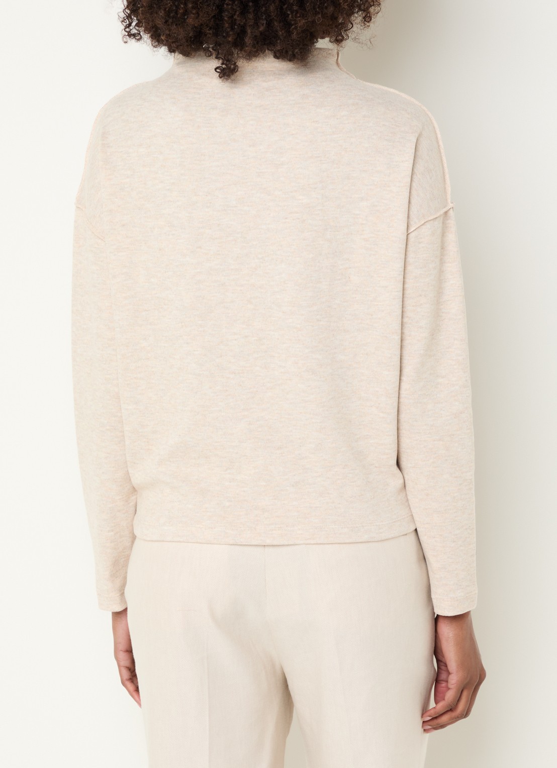 OPUS Sinzi top met opstaande kraag - achterkant beige