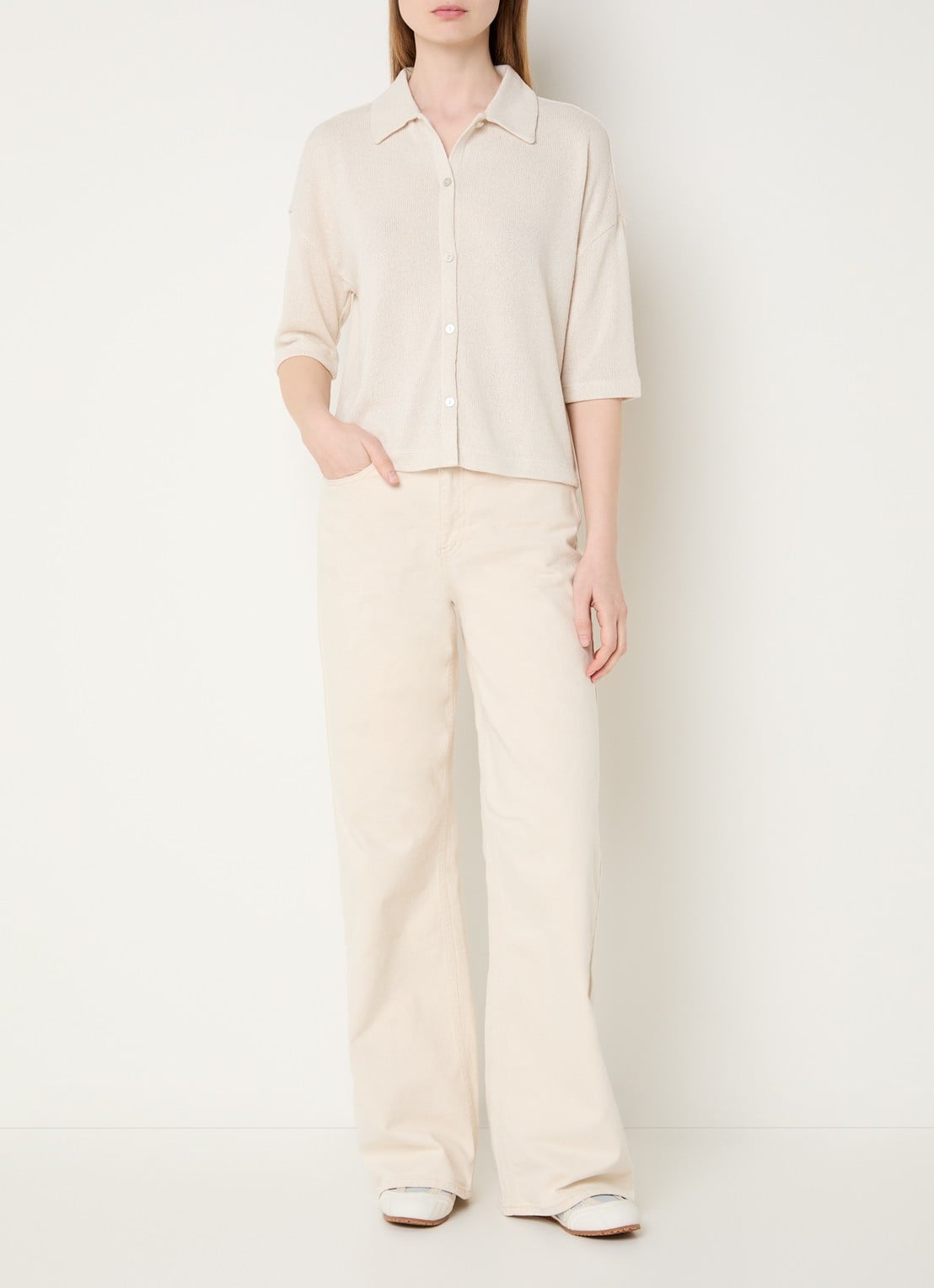OPUS Sitrica semi-transparante blouse - voorkant 2 naturel